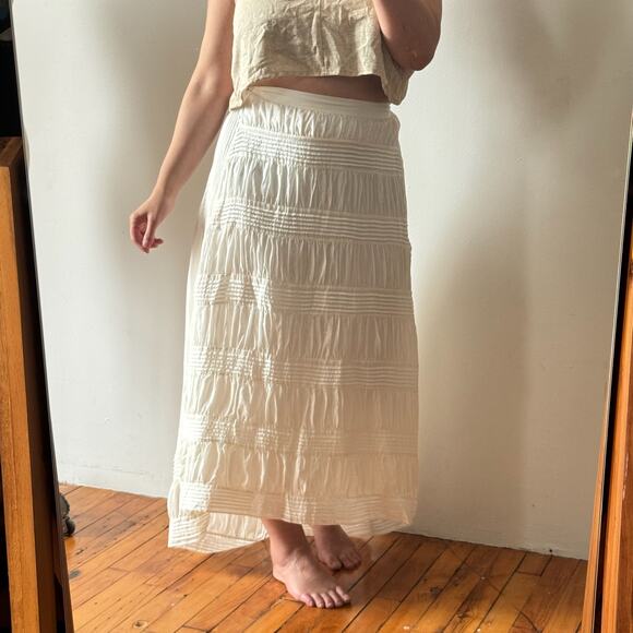 NWT ALICE + OLIVIA Cottagecore Cotton/Silk White Ruffle Maxi Skirt - Picture 1 of 14